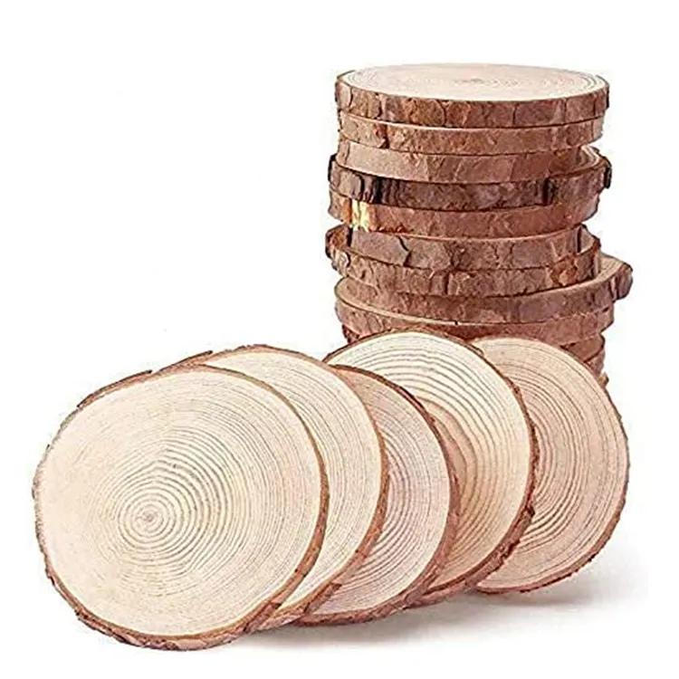 Rodajas de madera natural de 6-7 pulgadas, diámetro de 3/5 "de espesor, tamaño grande, artesanía de madera, círculos de madera sin terminar, rebanada para Artes DIY