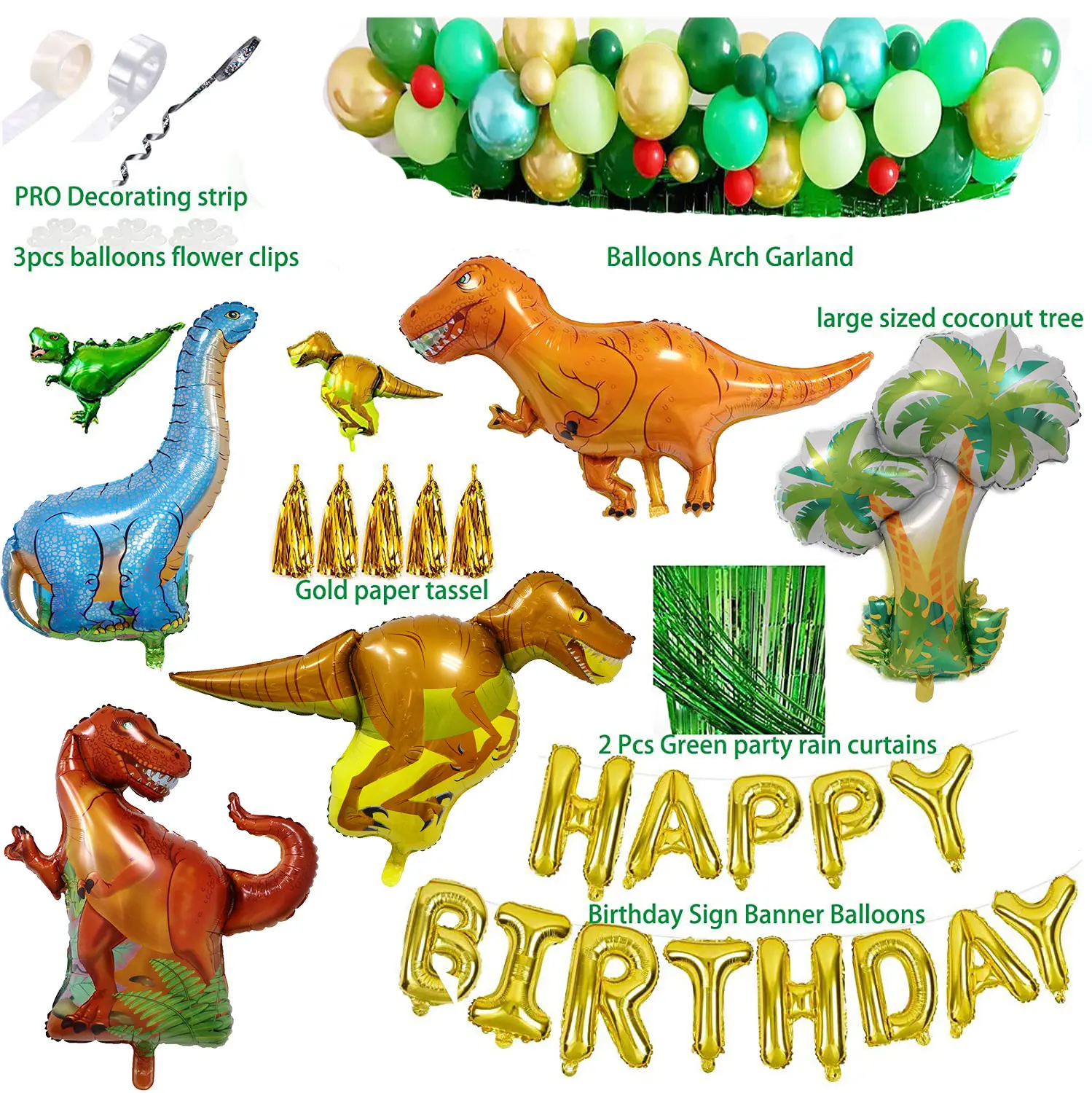 Dinosaurier Party liefert Dekorationen Jurassic Park Goldfolie Luftballons Globos Jungle Theme Ballon Girlande