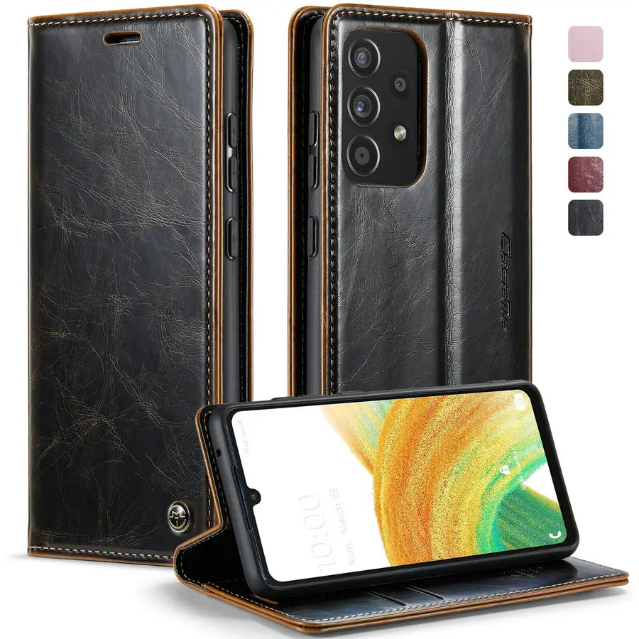 Luxe Gekke Pu Lederen Textuur Case Voor Samsung S23 Ultra S22 Plus Siliconen Telefoon Cover Voor Galaxy A73 A33 A14 A54 A34 A24 4G