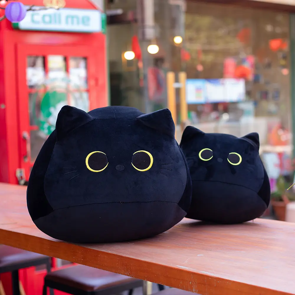 Muñeco de peluche de dibujos animados para niñas, muñeco de felpa suave con forma de gato negro, regalo del Día de San Valentín