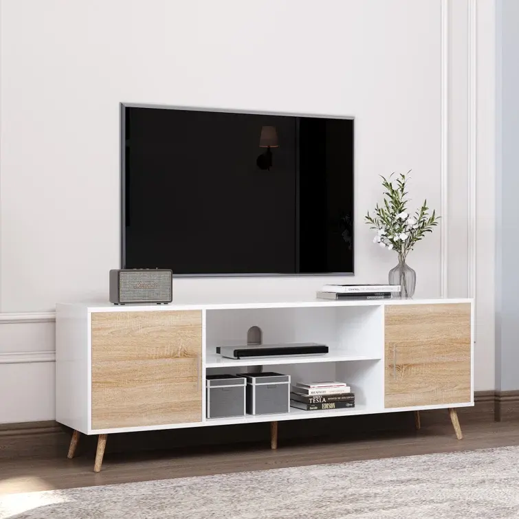 Nouveau design Cubbies réglables pour le stockage personnalisé meuble TV lecteur multimédia Console multimédia moderne économiser de l'espace meuble de rangement TV