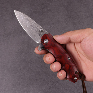 Cao Cấp Rosewood Xử Lý Handmade Damascus Săn Dao Gấp Pocket Knife Với Vỏ Bọc - Product Image 4