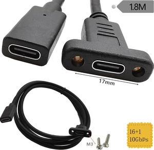 高速10Gbps USB 3.1母至C型母带面板安装延长线 - Product Image 1