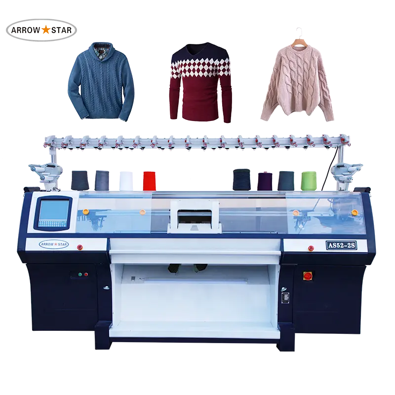 Double system computerized sweater flat knitting machine