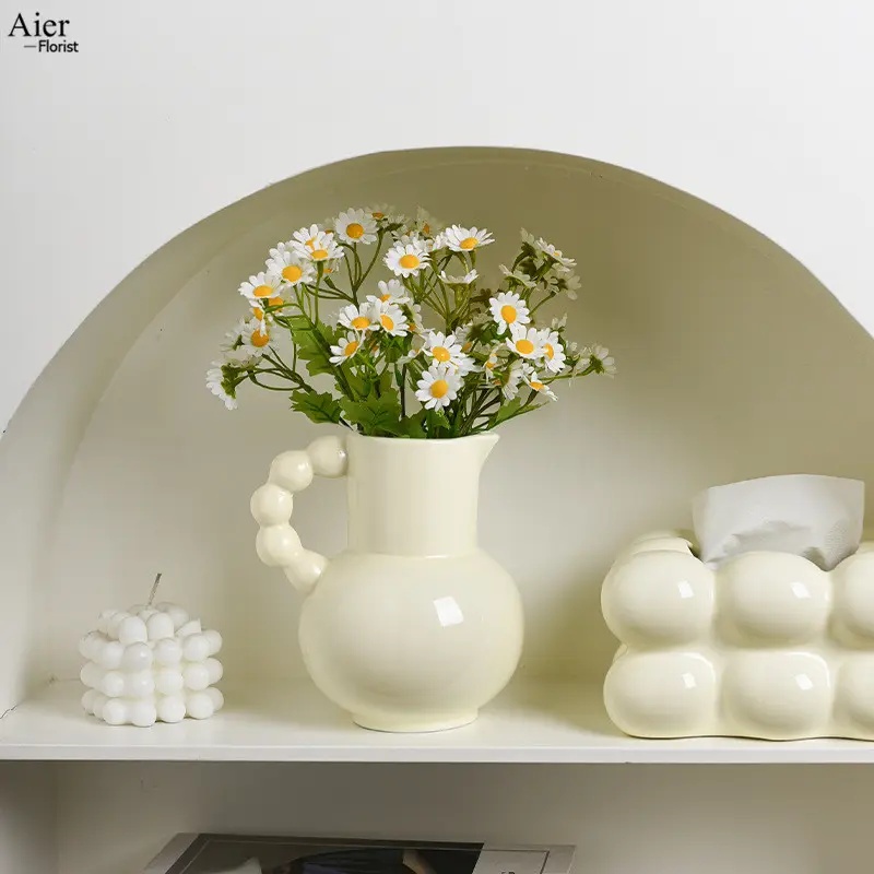 Aierfiorista creativo francese perla manico vaso di latte vaso casa modello homestay decorazione della stanza