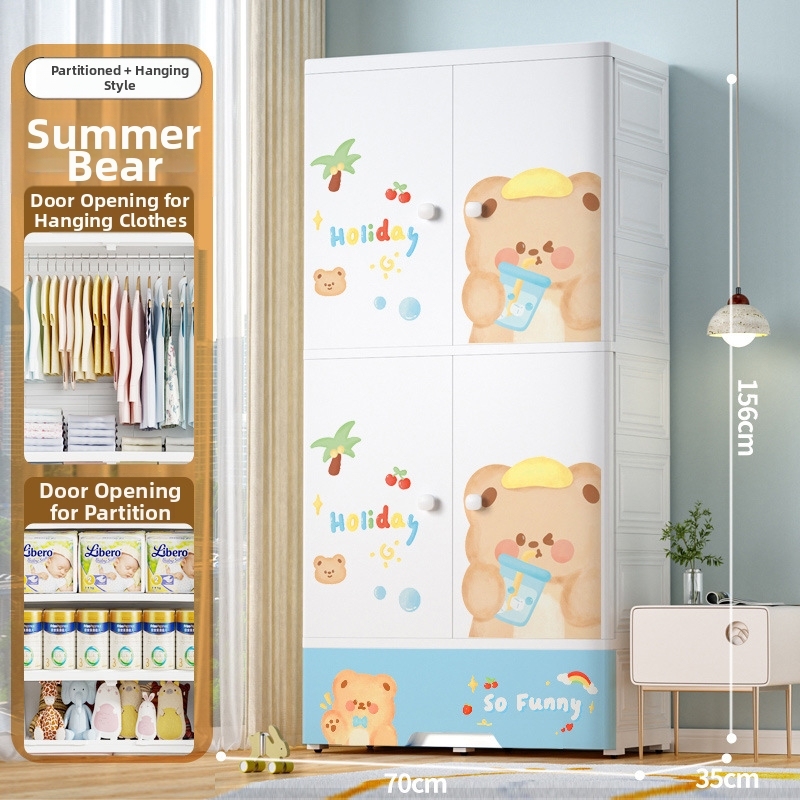 Porta doppia a 2 strati larga 70 cm con 3 cassetti Summer Bear