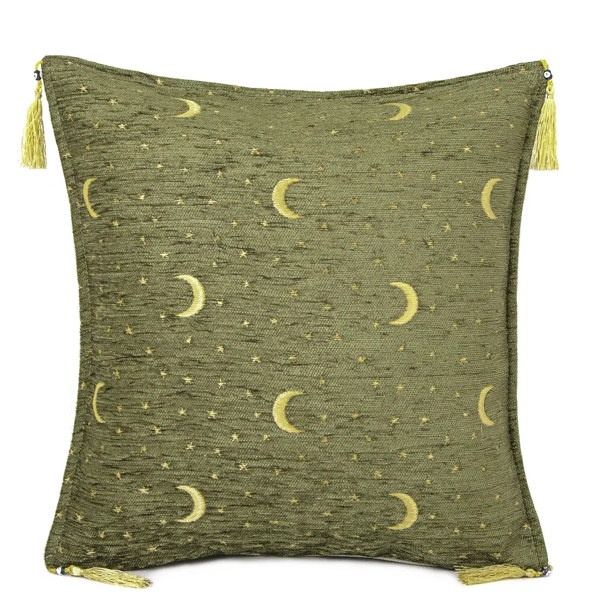 Green Moon - Star Designed Turkish & Ottoman Cushion - Pillow Cover