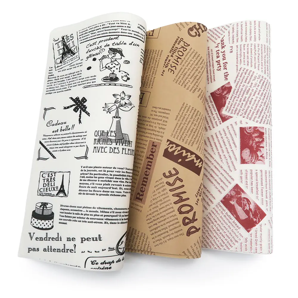 कस्टम सैंडविच हैमबर्गर ब्रेड रैपिंग पेपर ग्रीसप्रूफ पर्यावरण-अनुकूल बेकिंग पेपर खाद्य पैकेजिंग डिस्पोजेबल तैलीय मोम पेपर