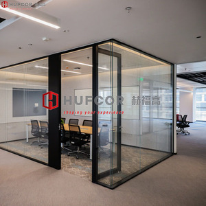 Custom Modern Double-Layer Glass <strong>Modular</strong> Office <strong>Partition</strong> Wall Soundproof Aluminum Profile <strong>System</strong> for Home Office Building - Product Image 6