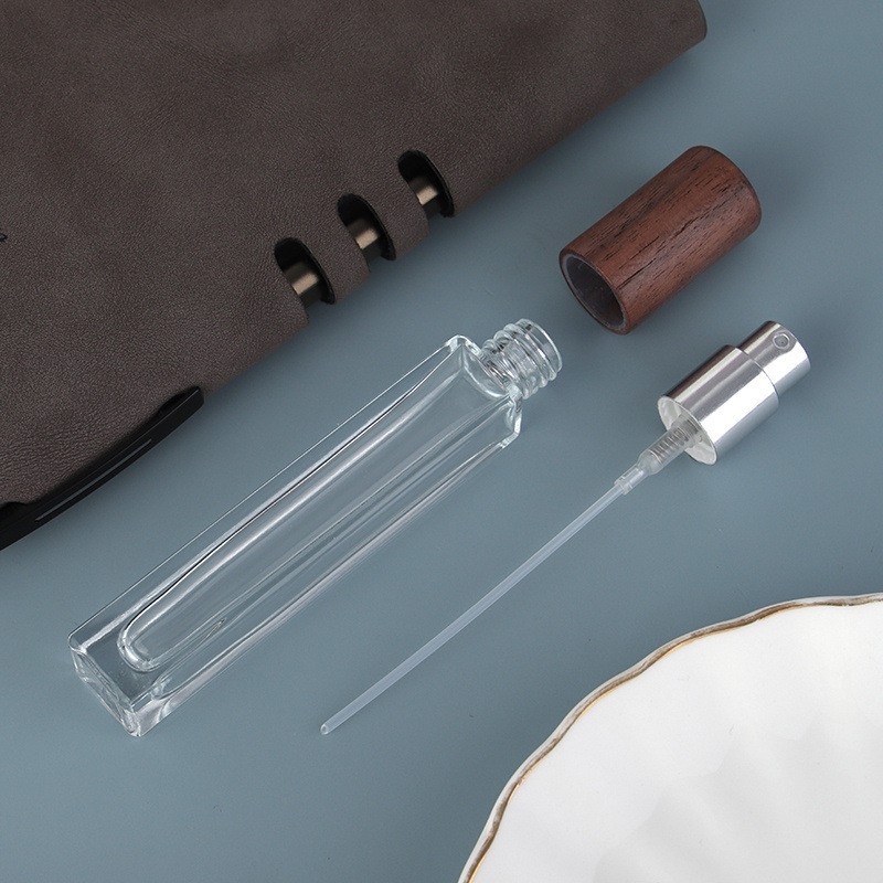 Square bottle with Walnut lid