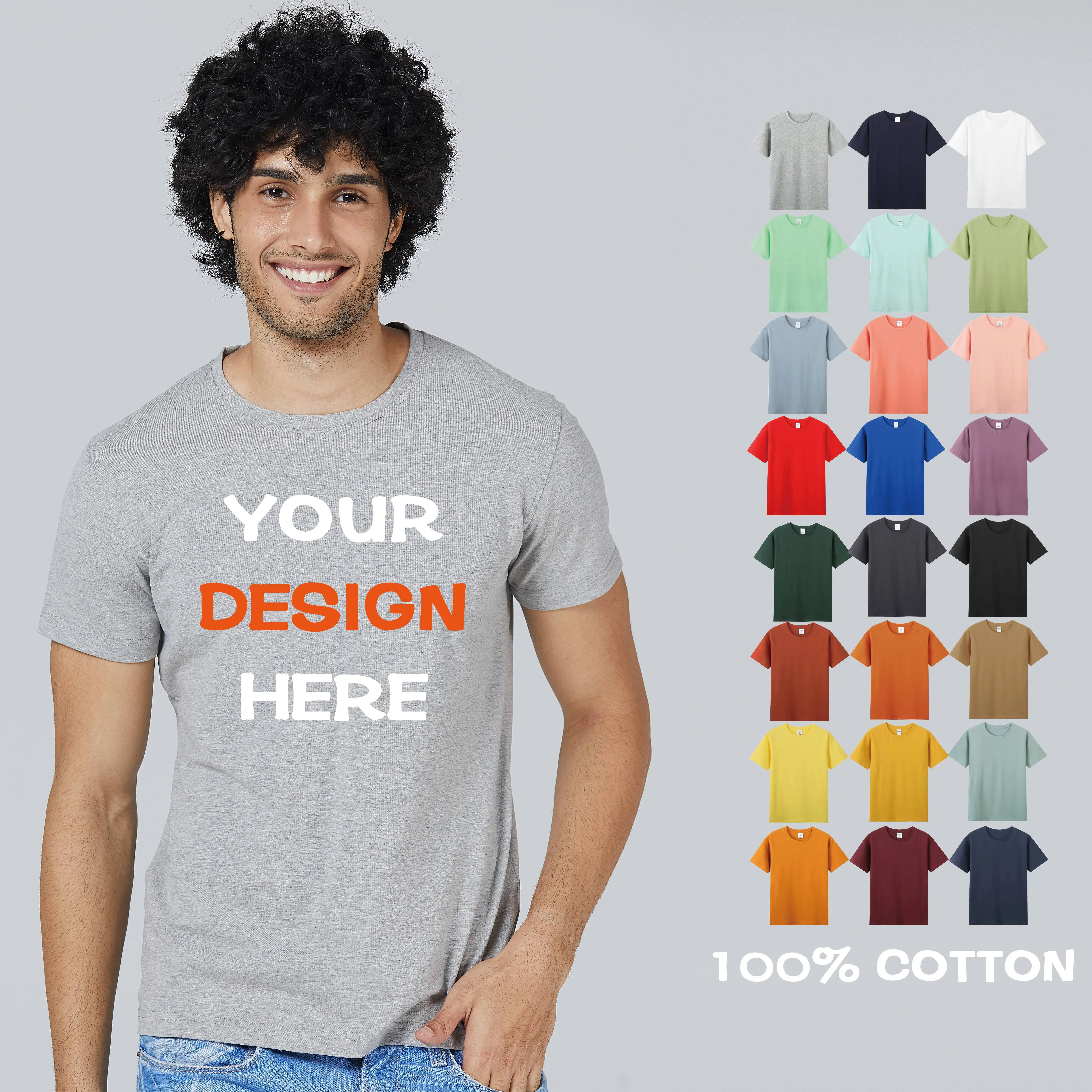 Camiseta blanca de algodón 100% para hombre, camiseta personalizada con logotipo de marca, personalizada, venta al por mayor