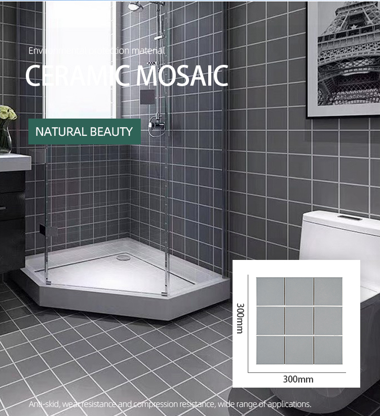 House Kitchen Square Tiles Wall Mosaic Backsplash Bathroom Grey Matt Mosaic Tile