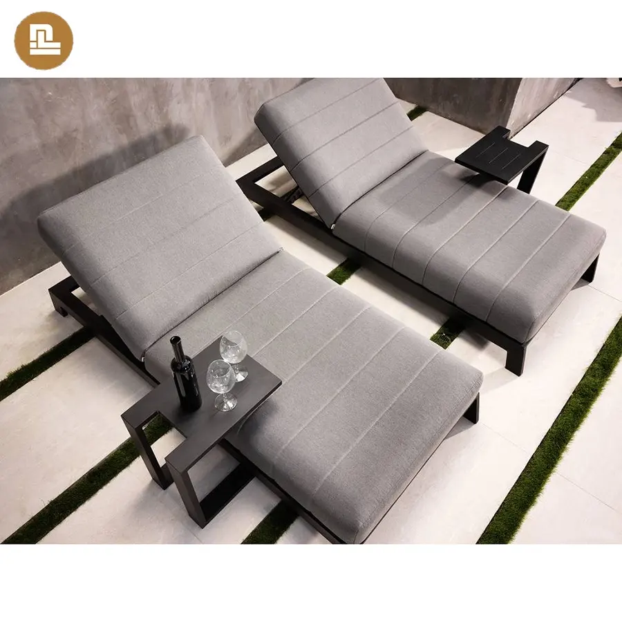 ทั้งหมดกันน้ำและ UV ทนเบาะผ้าเลานจ์กลางแจ้งเตียงสวน Lounger