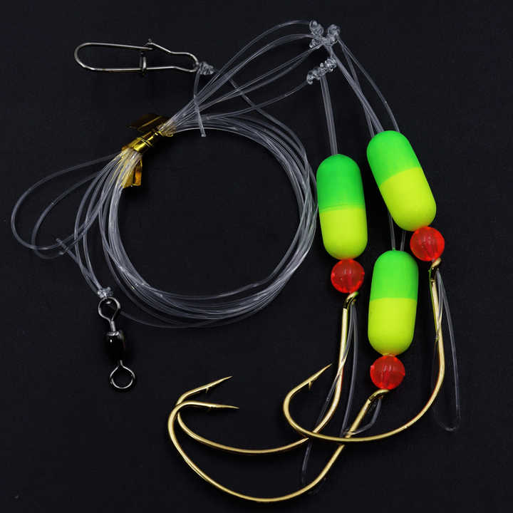 Surf Fishing Saltwater Pompano Rigs Double Drops with High Carbon Steel Floats Barbed Hooks