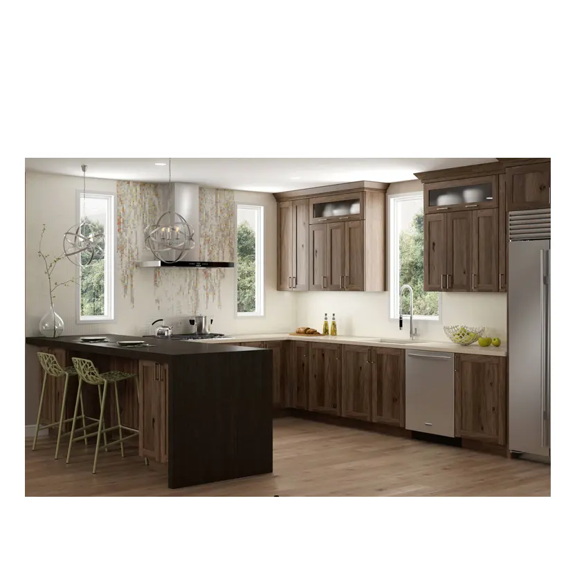 Classic Solid Wood Shaker Luxury Set Unit Handles Hotel Free Design Kitchen Cabinets