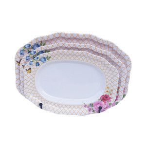 High Quality Custom Shape Melamine Dinner Plate Set Classic Traditional Enamel <strong>Rim</strong> Plate Wedding Christmas Party Cheap Plastic - Product Image 3