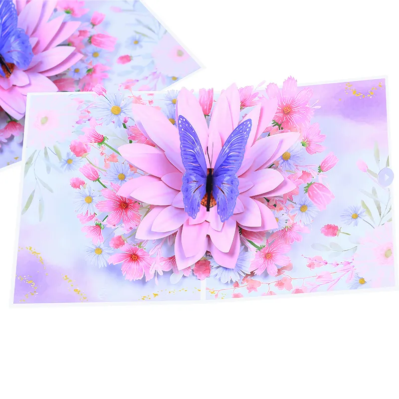 Nuovo Design carta fiore 3d carnazione ricicla Pop Up biglietto di auguri farfalla festa della mamma del ringraziamento regalo di pensionamento
