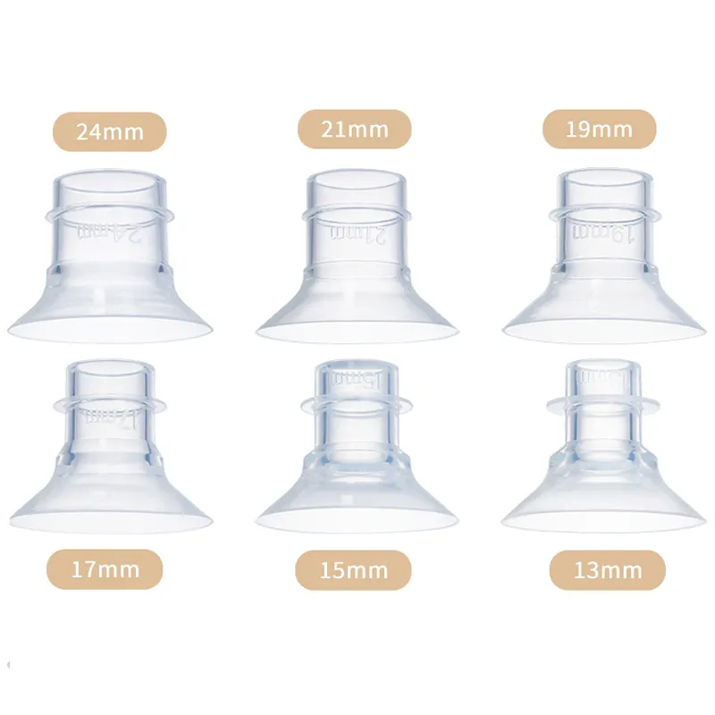 Extractor de leche portátil de 13, 15, 17, 19, 21 y 24mm, accesorios sin BPA, inserción de brida de silicona