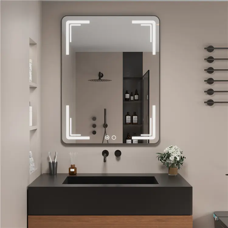 Многофункциональный роскошный настраиваемый сенсорный экран водонепроницаемые настенные зеркала для ванной умное светодиодное зеркало