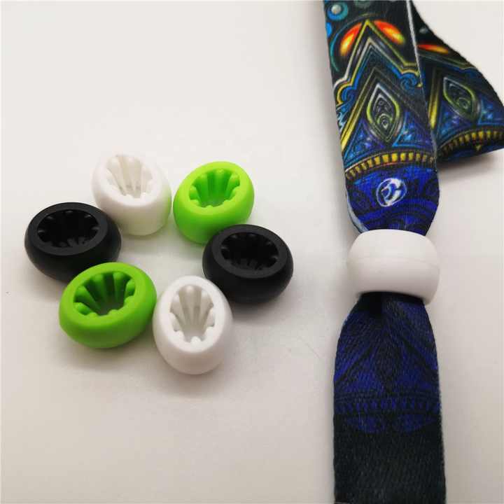 High Secure Plastic Sliding Lock Bead for Textile Woven Festival Wristband, Party Wristband Closure