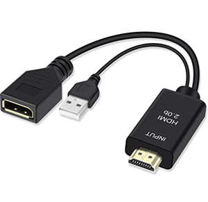 Adaptador/convertidor de Cable HDMI a DisplayPort, con alimentación USB macho a hembra, adaptador HDMI a DP, compatible con monitor HDMI2.0 HDCP2