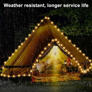 Lámpara de Camping multifunción Cadena de luz 10M Cadena de luz para acampar Enrollado USB Recargable Camping Luz impermeable Ip65