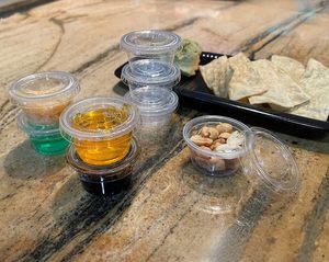 0.75 1 1.5oz 1.<strong>5</strong> <strong>2</strong> <strong>2</strong>.<strong>5</strong> 3.25 4 <strong>5</strong> <strong>oz</strong> 45ml Plastic Clear Portion <strong>Cups</strong> With Lids Translucent Jello Condiment Souffle <strong>Cup</strong>