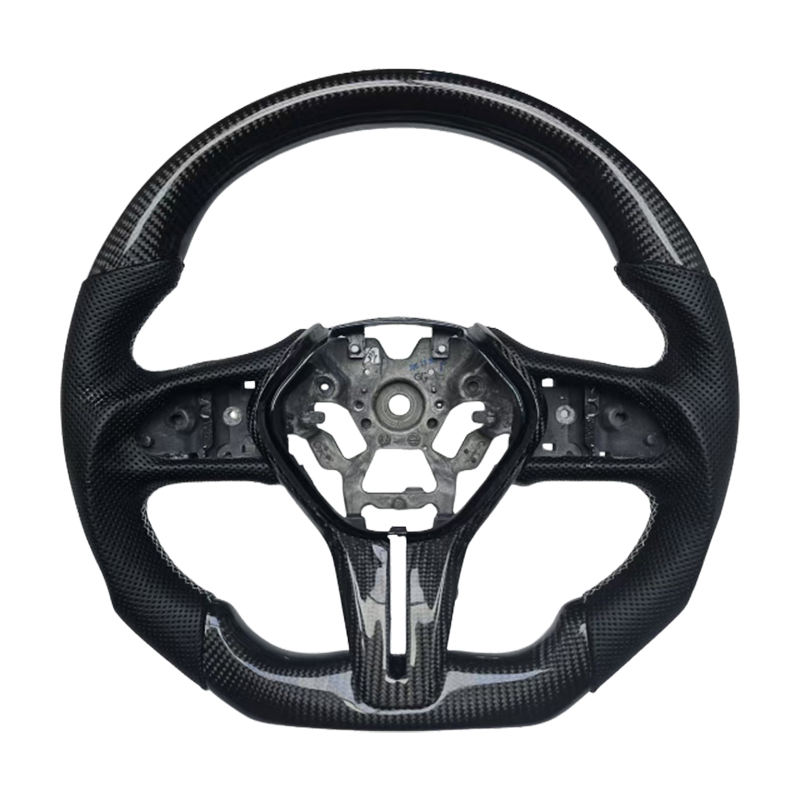 Carbon Fibre+white Stitching+Perforated Leather