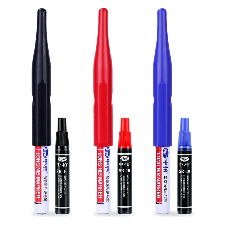 ציפורן Refillable דיו ארוך סמן ציפורן עט ארוך ראש מתכת קבוע מותאם אישית Sipa 30mm אורך עמוק חור סמן