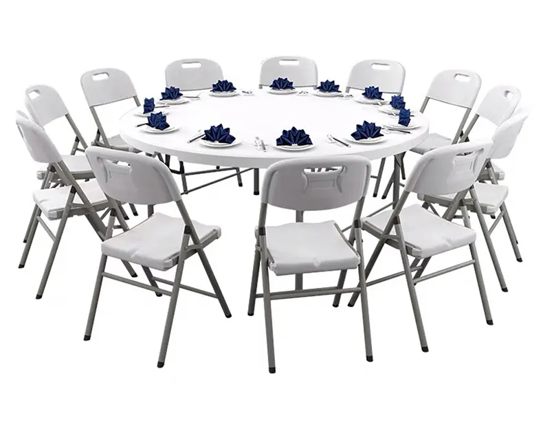 10 persons wedding party outdoor banquet table plastic round folding chair table