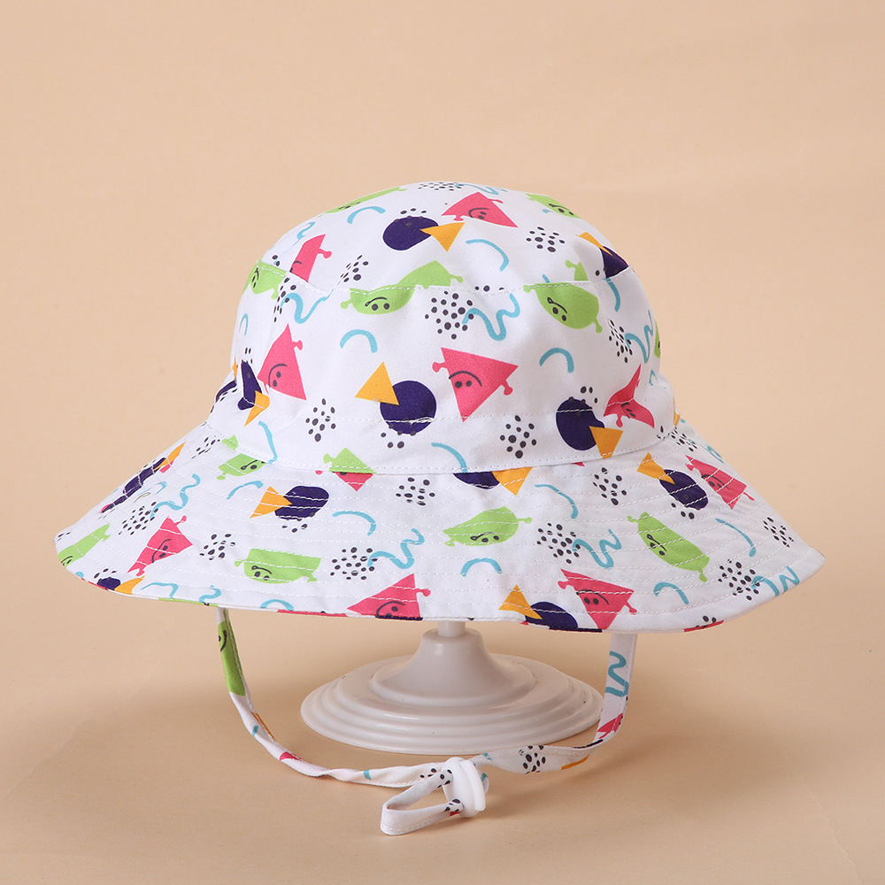 Red triangle Adjustable Wide Brim Baby bucket hat Beach Hat