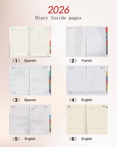 2026 Custom 365 giorni taccuino spagnolo-inglese copertina in pelle PU con stampa Logo cucito legante diario regalo Planner - Product Image 4