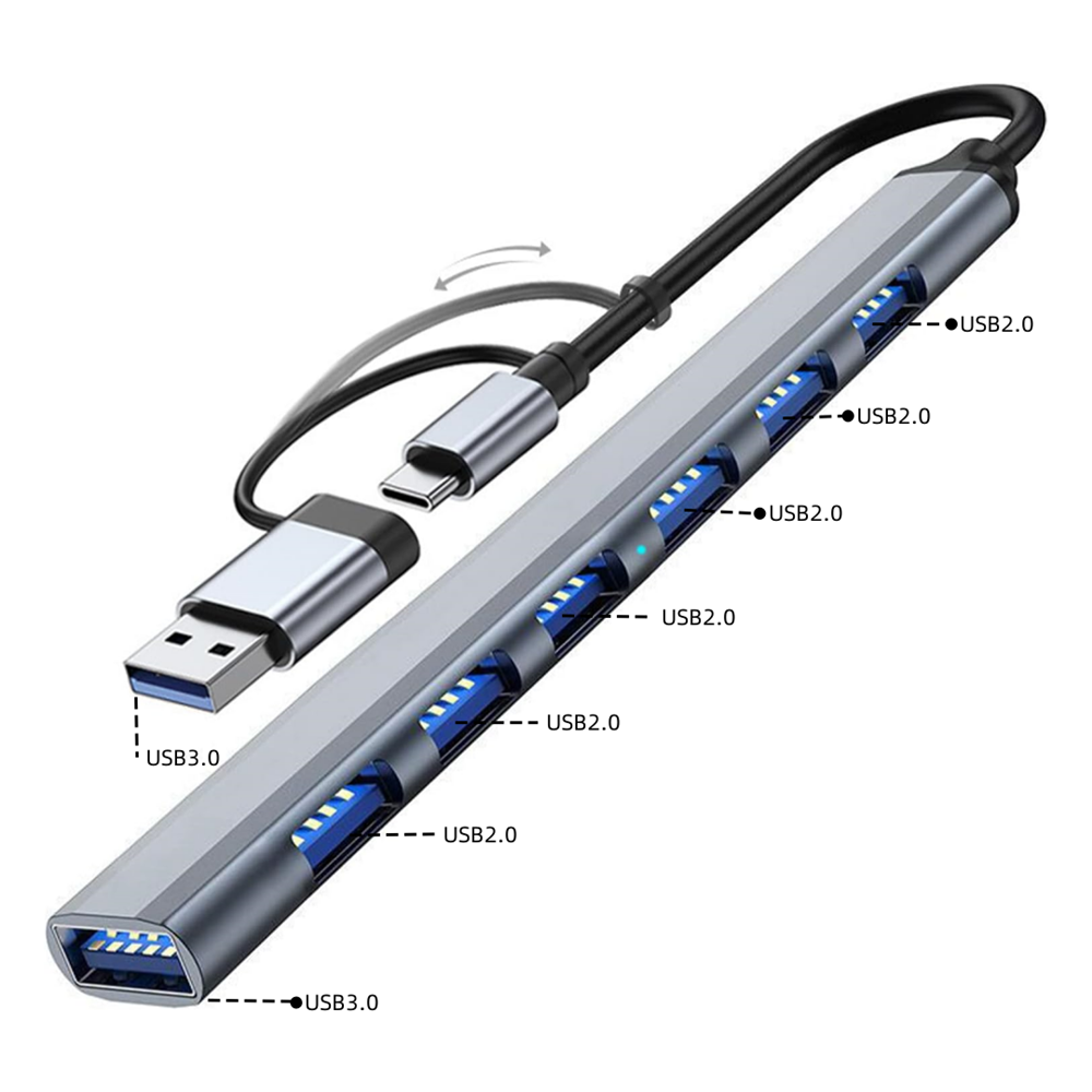 Grey 2in1 7port