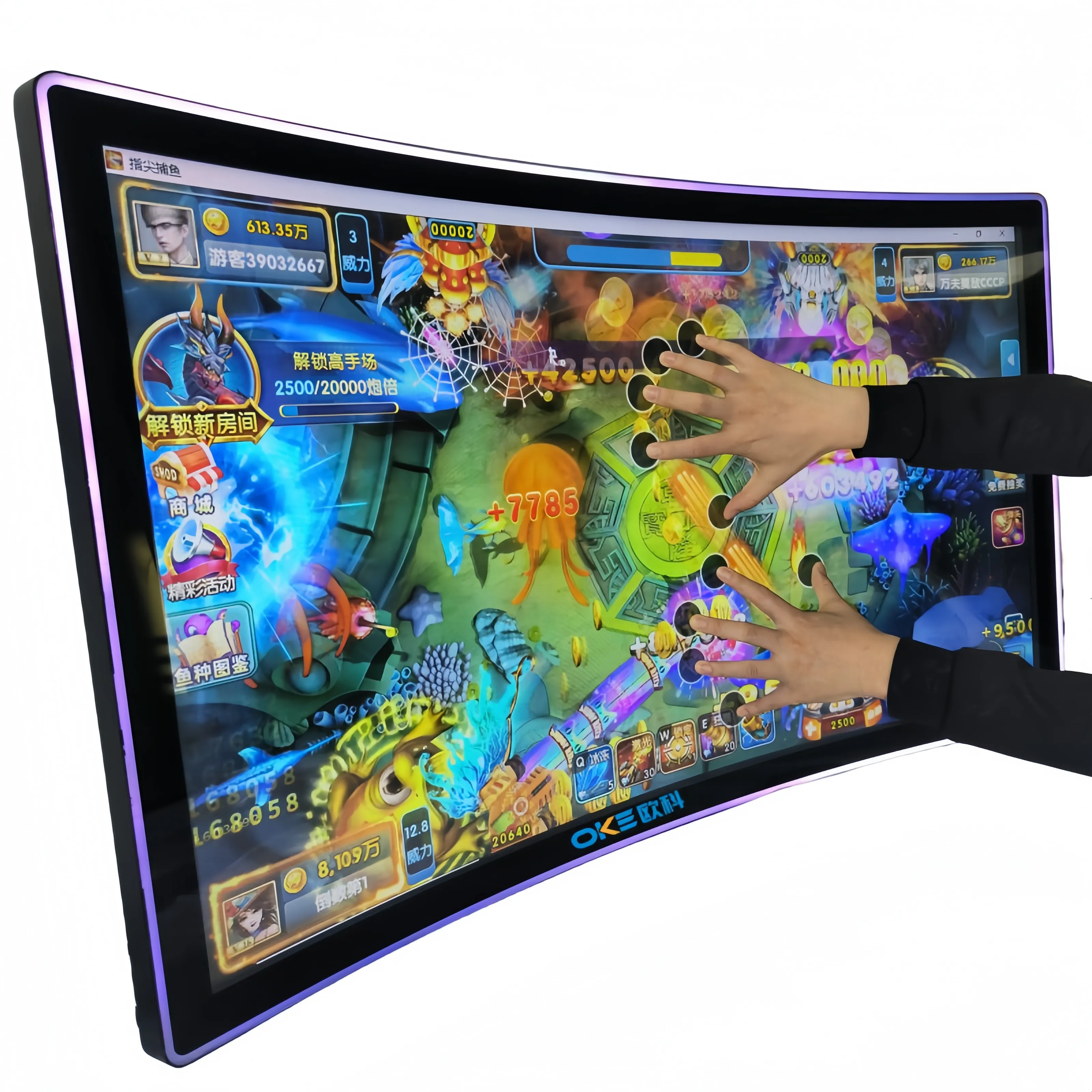 Écran de jeu tactile capacitif OKE 27 pouces Pcap Écran LCD Écran incurvé en option Écran incurvé en C/S Panneau vertical