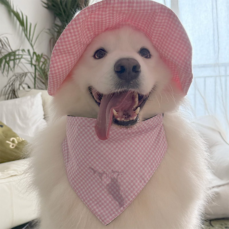 Pink plaid triangle scarf
