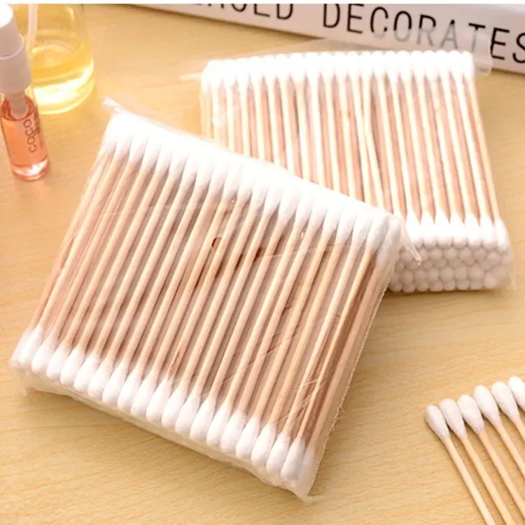 Q-tips double tête cosmétiques cotons-tiges 100 pièces/sac outils de maquillage décapant de cire d'oreille coton-tige de bâton en bois