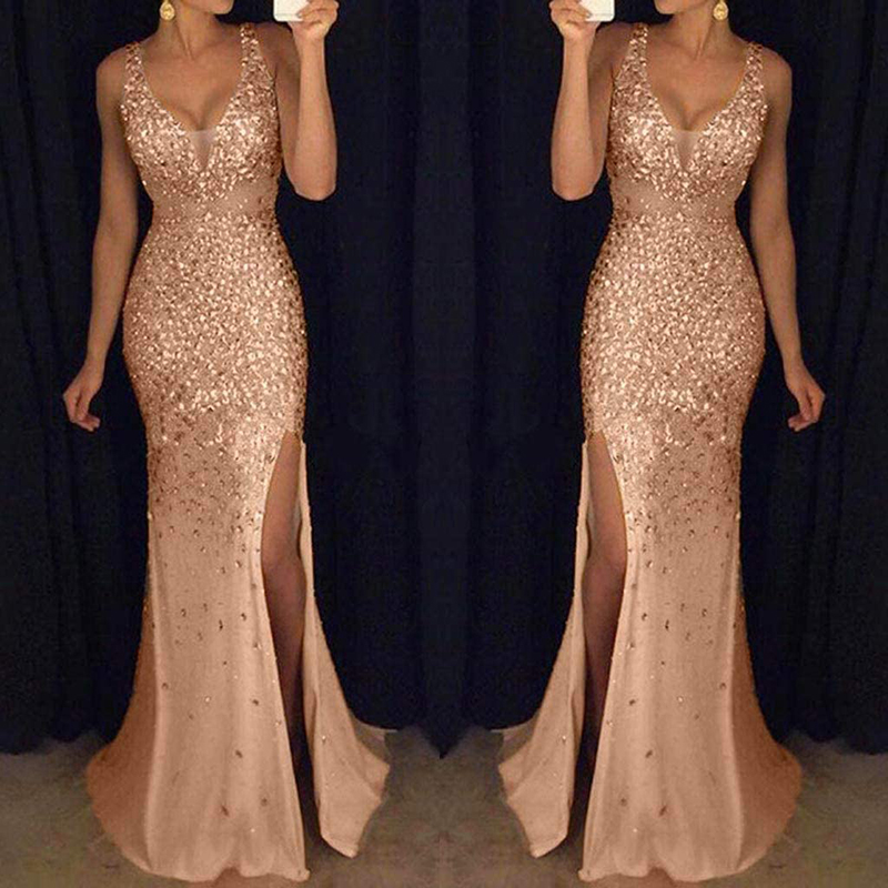 Gold sequin sparkly mermaid wedding dress