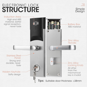 Rfid Card Security Gate System Keyless <strong>Entry</strong> Safe Electric Electronic Handle Locking <strong>Keys</strong> Door Cylinders Smart Hotel <strong>Lock</strong>