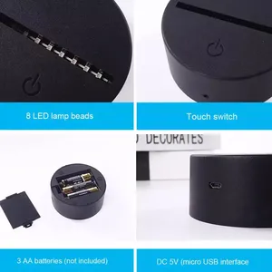 批发康龙特色RGB发光二极管灯座亚克力发光留言板灯触摸底座创意Usb ABS底座支架 - Product Image 3