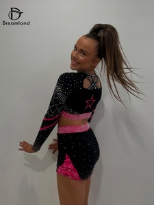 Custom Design Cheerleading Outfits with Crop Top Wholesale <strong>Cheer</strong> Uniforms <strong>Pink</strong> and Black Cheerleading Uniforms - Product Image 4