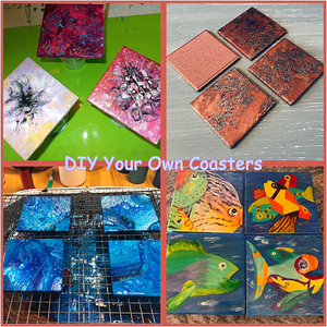 Gạch Gốm Vuông Không Tráng Men Cho Đế Lót Ly Thủ Công 4X4 Đế Lót Ly Bằng Gốm Với Miếng Lót Nút Chai Tự Dính & Màu Sắc Bộ Sơn Acrylic - Product Image 4