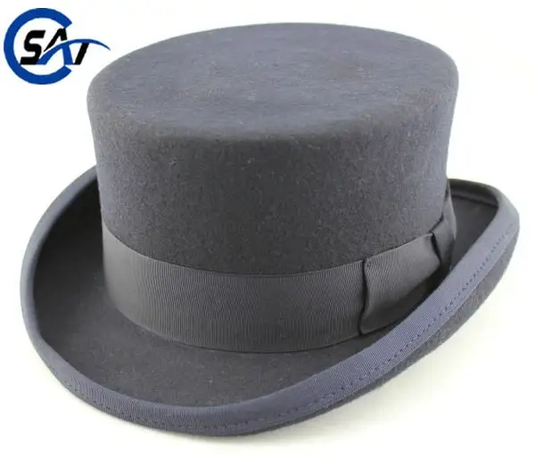 raso fodera lana vintage nero deadman feltro cappello a cilindro