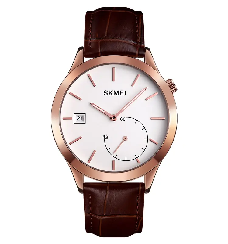 SKMEI นาฬิกาควอตซ์สำหรับผู้ชายรุ่น OTM, 1581นาฬิกาสายหนังที่สวยกันน้ำได้แสดงอนาล็อกชุดเสื้อผ้าสันทนาการ
