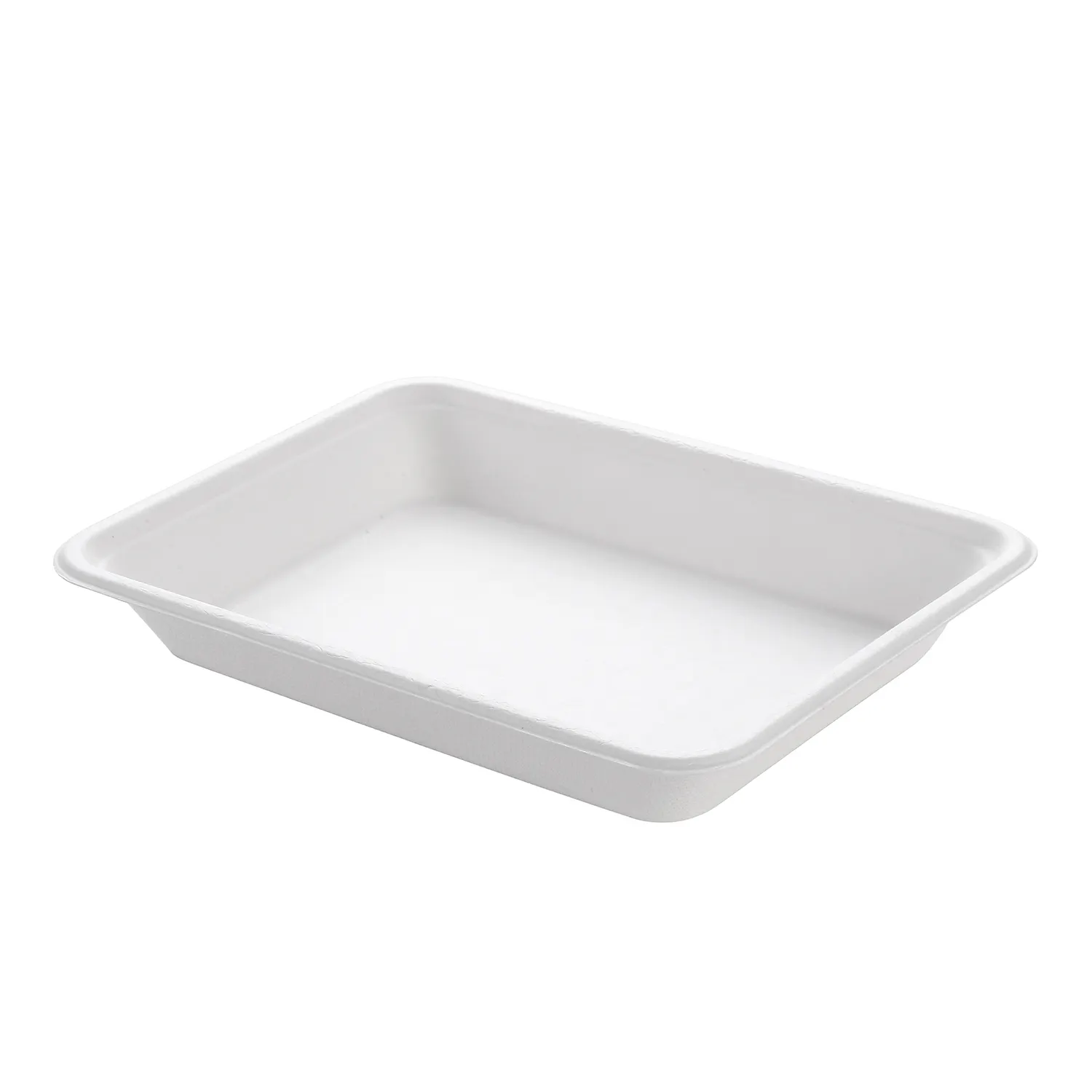 2023 new style 7.65*5.7 disposable biodegradable sugarcane pulp meat tray pure bagasse food tray with lid