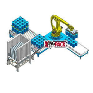 <strong>Automatic</strong> Oil or Water Barrels <strong>Robot</strong> <strong>Palletizing</strong> <strong>System</strong> With Base Plate/ Fence /pallet Dispenser/ Board Placing Device/ Conveyor - Product Image 4
