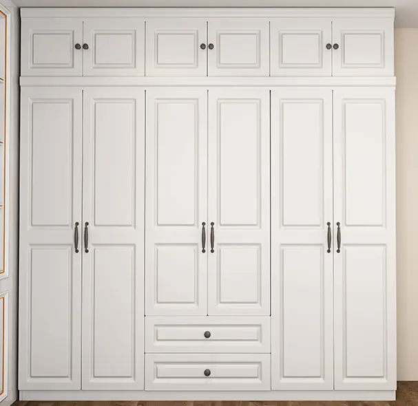 Armario de madera maciza de cinco puertas, diseño moderno simple, para dormitorio, cuatro puertas