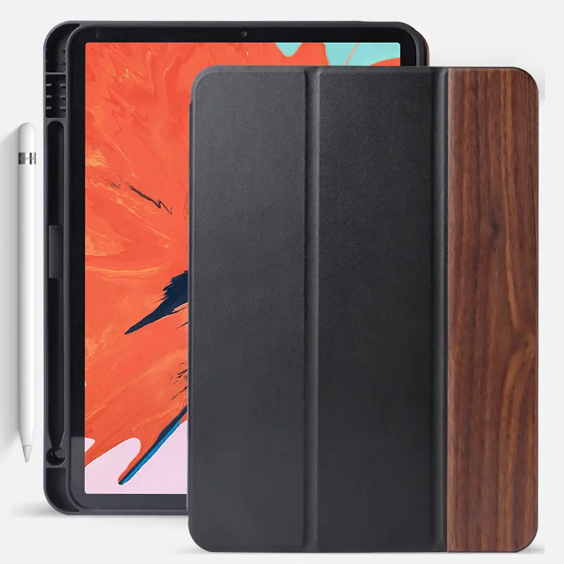Copertura astuta di caso di vibrazione del Trifold per la generazione 12.9 "2021 di Apple iPad 5th con il supporto della matita, copertura posteriore flessibile molle