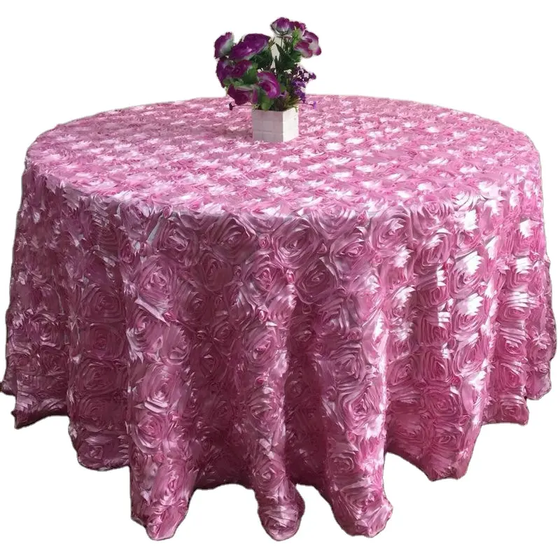 Nappe de Table brodée Rose unie, 13 couleurs, décoration d'hôtel, pour mariage, housse ronde