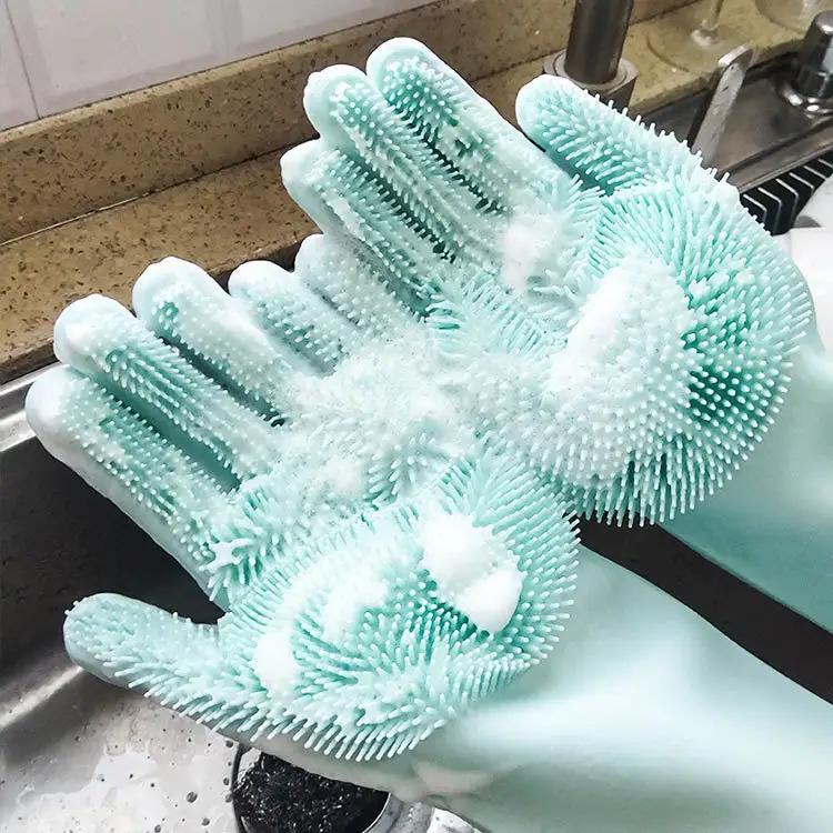 Gants de lavage des mains magiques réutilisables, en Silicone, caoutchouc, pour la vaisselle, personnalisés, vente en gros, 10 pièces