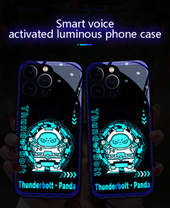 Akıllı ses kontrolü aydınlık temperli cam telefon kılıfı iPhone 15 için Pro Max 14 16 17 hava darbeye Light up kapak cep telefonu kılıfı - Product Image 6